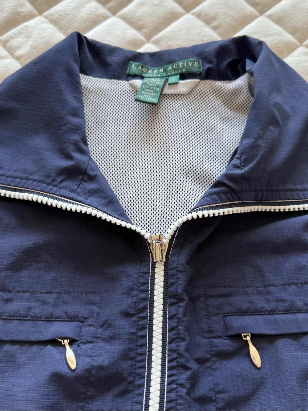 Lauren Active Ralph Lauren Navy Blue Utility Cargo Vest Size Small - Picture 2 of 14
